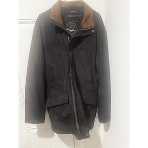 Vintage Liz Claiborne's Men's Suede Finish Black Jacket Brown Collar L